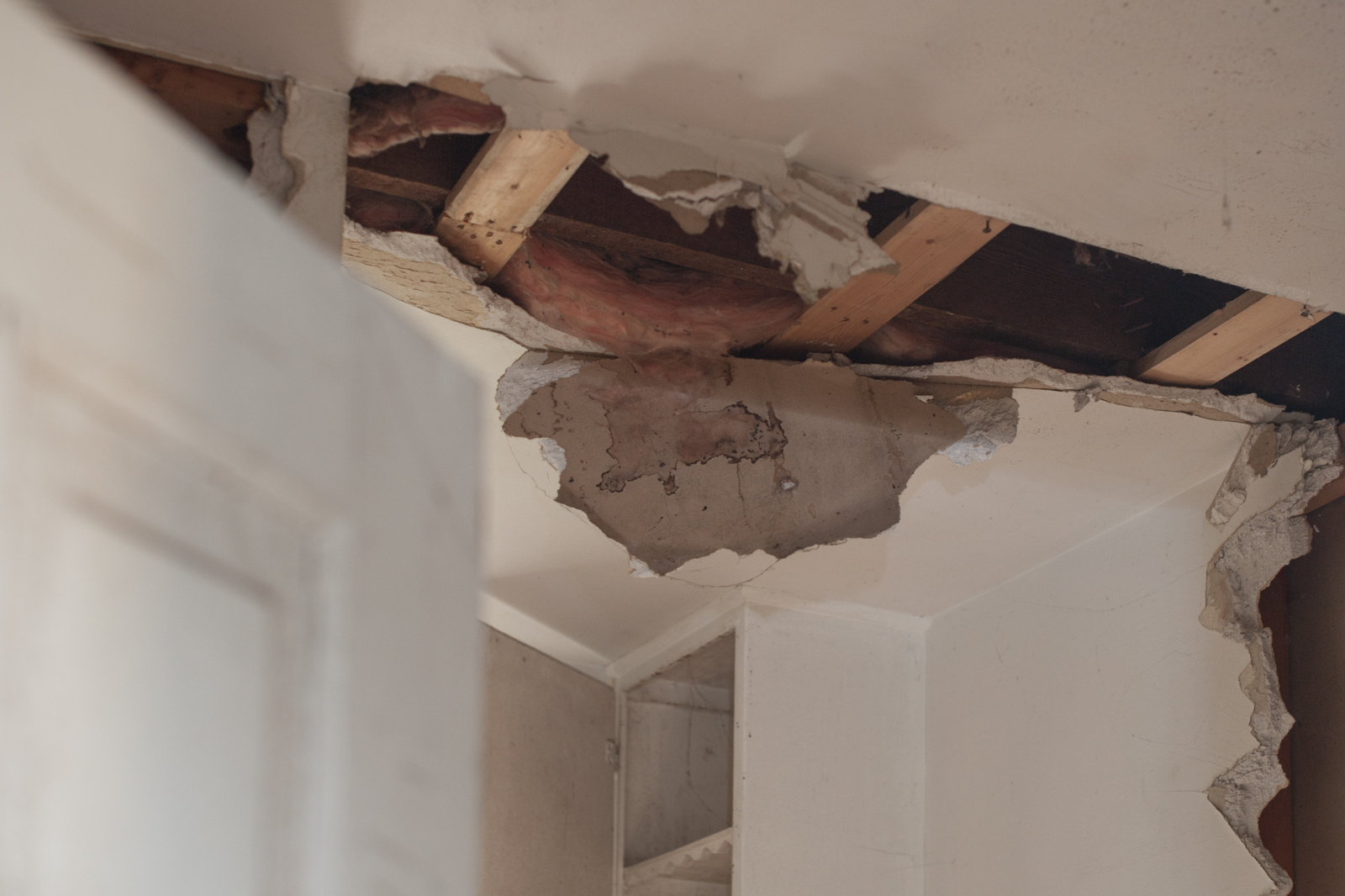 Damaged home, insurance concept restoration